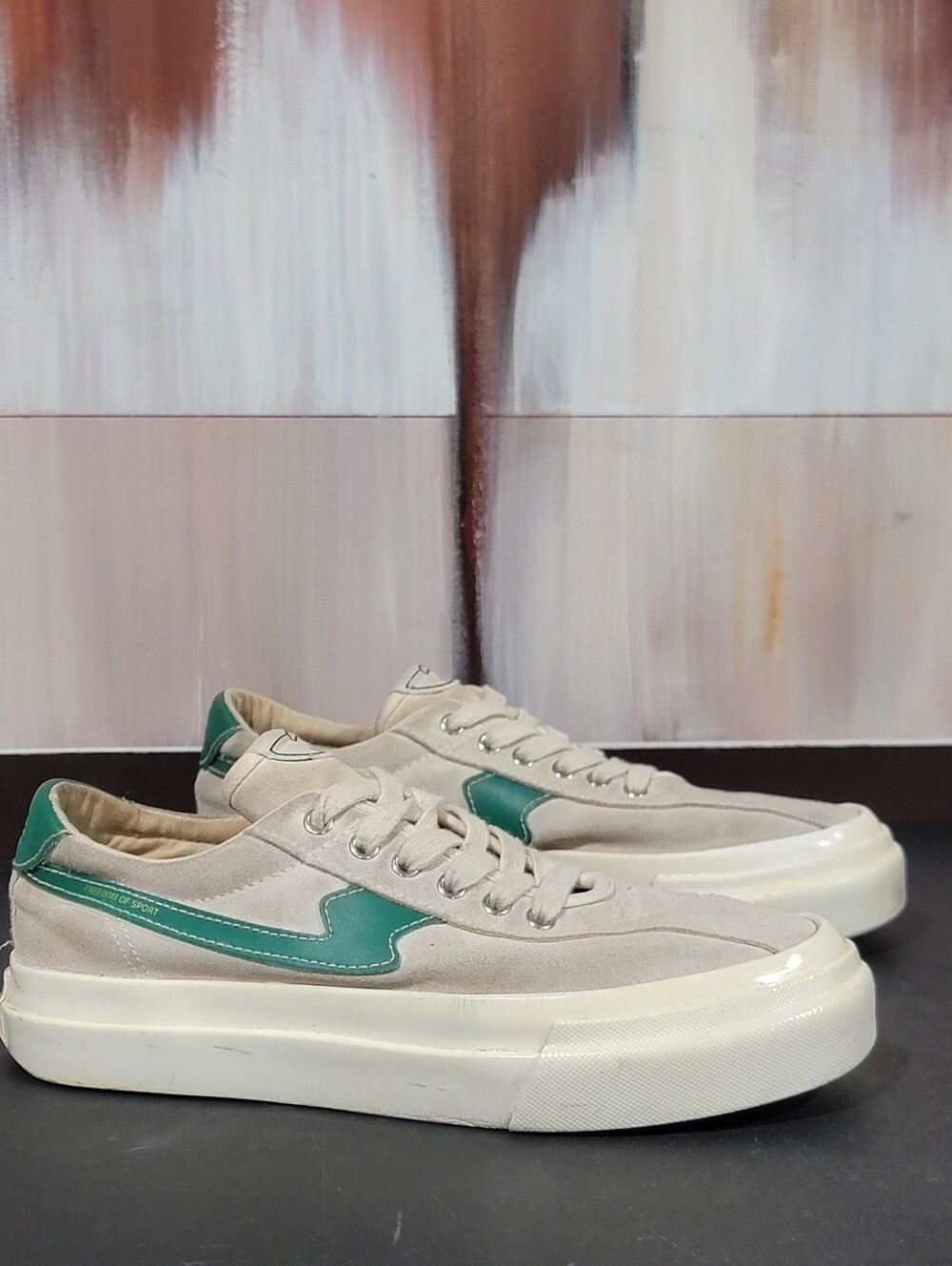 stepney workers club Dellow S-Strike Suede Ecru Green Sneaker Size 38 Women's